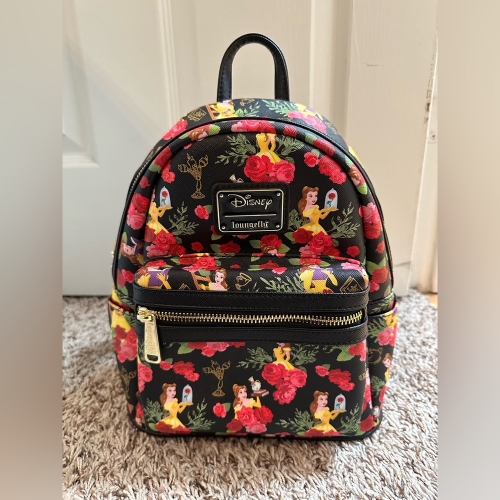 Belle Black with Roses Loungefly Backpack
